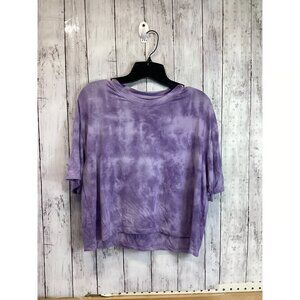 MYA & NU Streetwear Women Large Blank Acid Wash Short Sleeve T-Shirt Purple